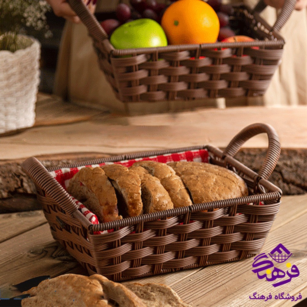 سبد بافت مستطیل طرح نرگس زیبا