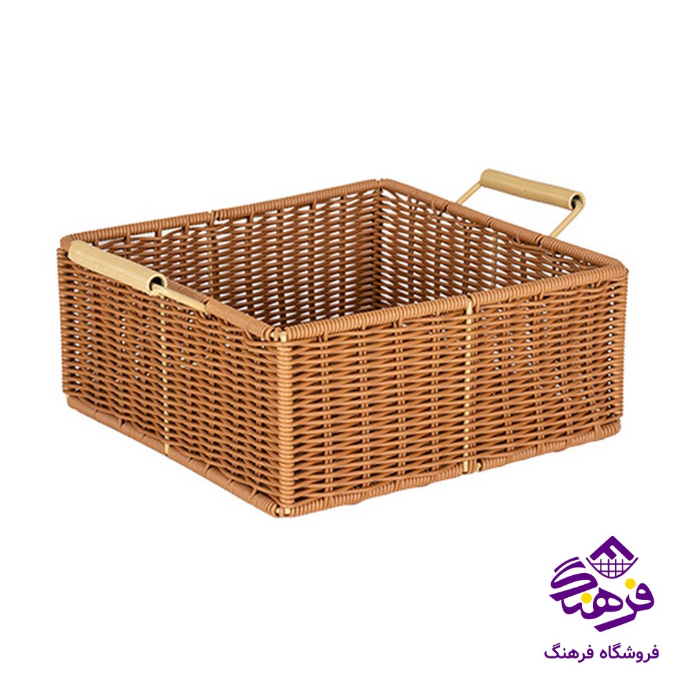 سبد بافت مستطیل طرح نرگس زیبا