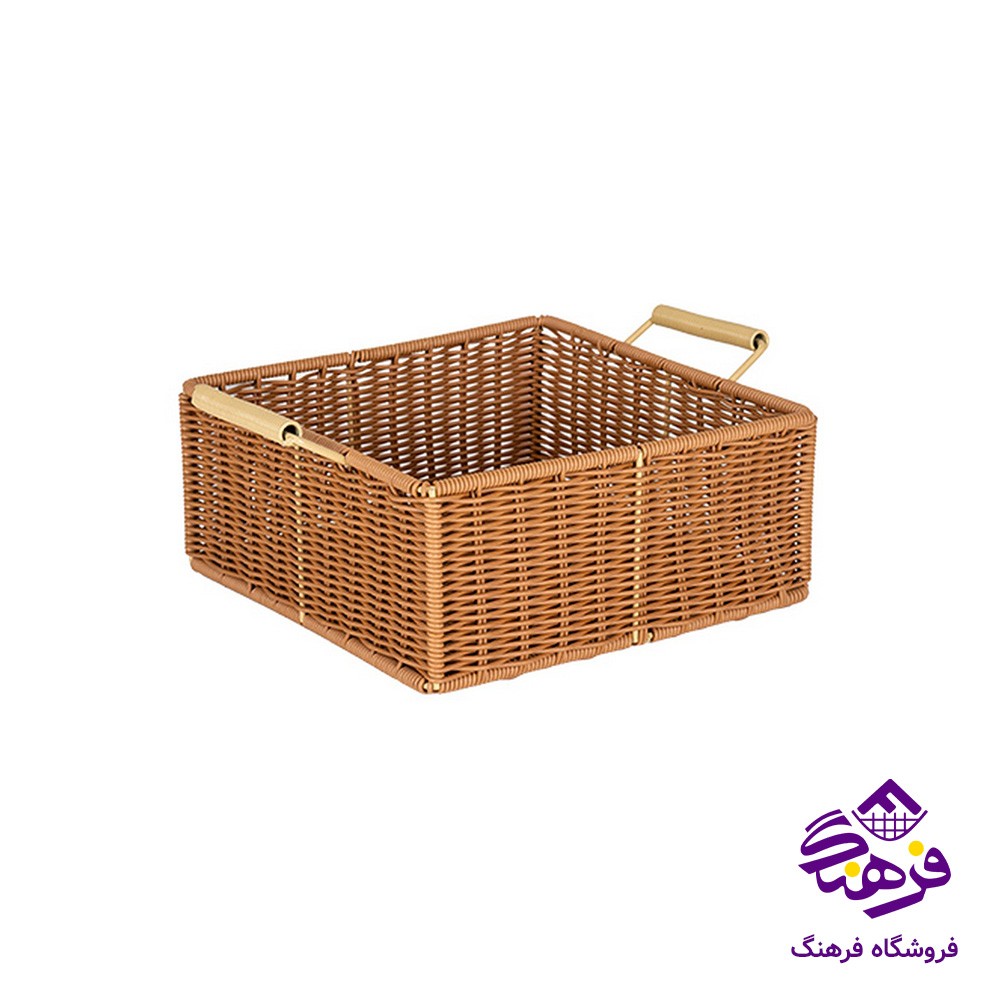 سبد بافت مستطیل طرح نرگس زیبا