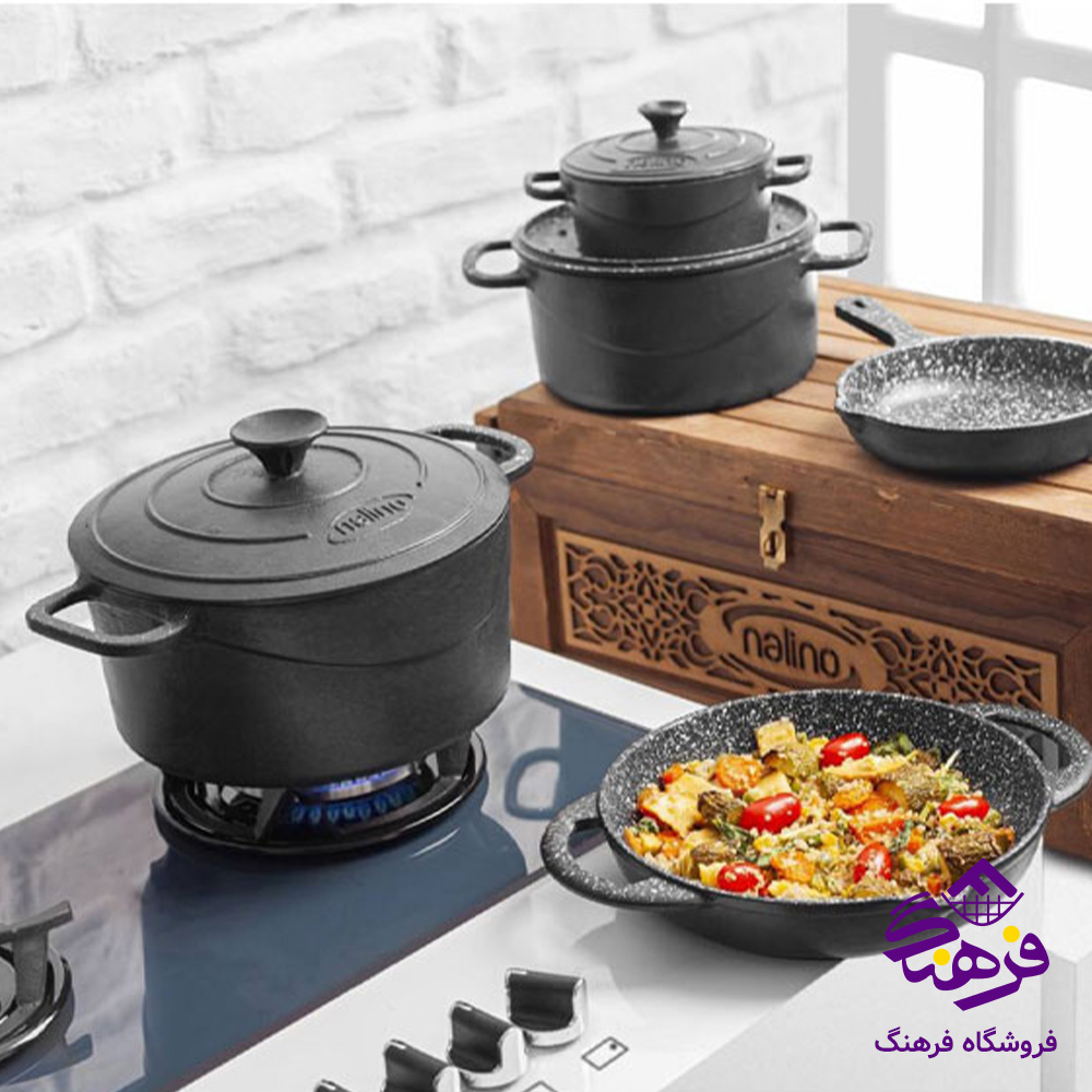 نالينو سرويس قابلمه 8پارچه چدن Fico