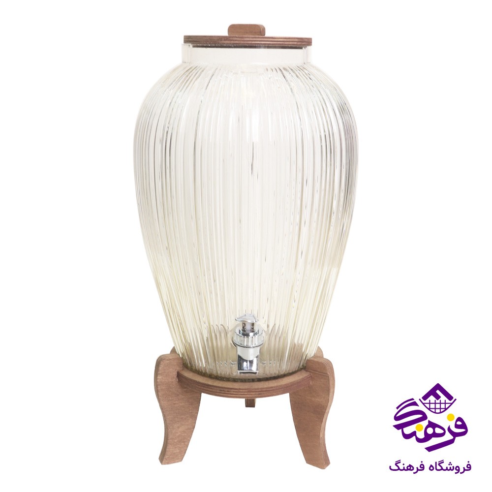 کلمن شيشه ای جام سازان مدل سپيدار پايه چوبی