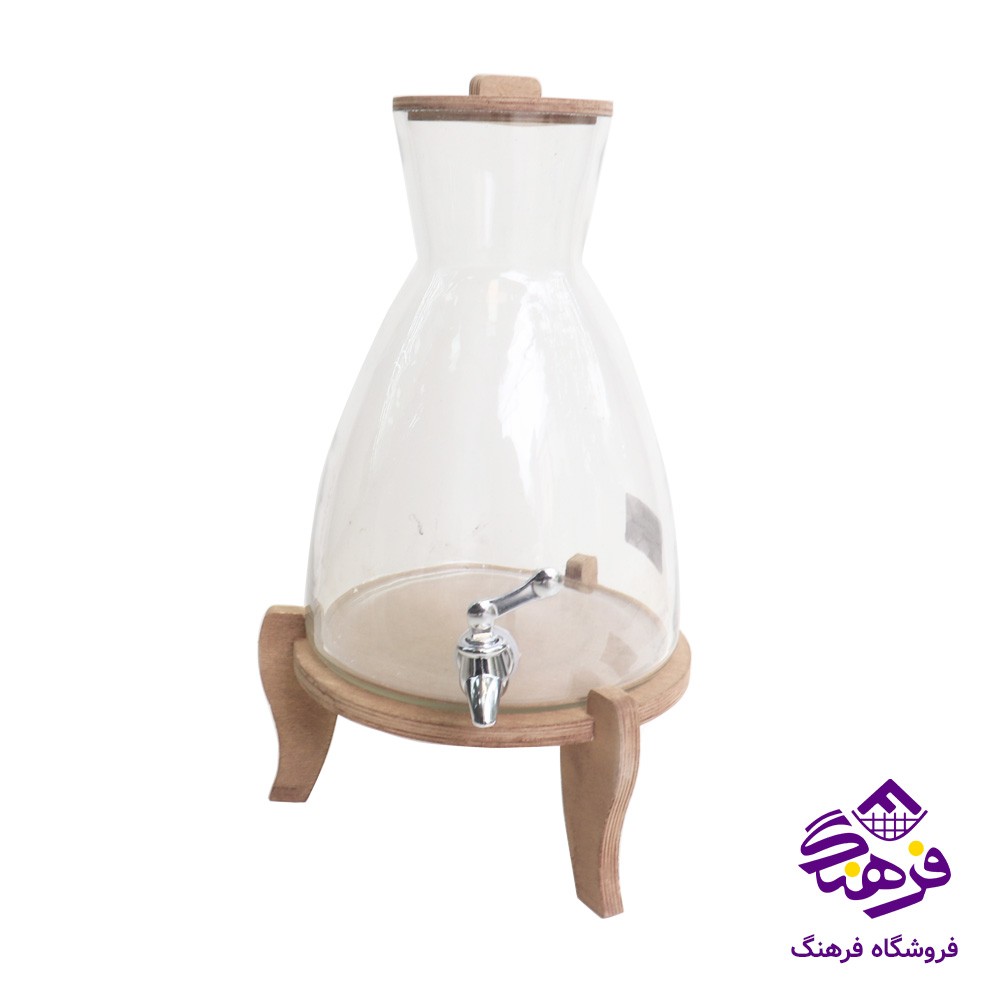 کلمن شيشه ای جام سازان مدل مارشال پايه چوبی