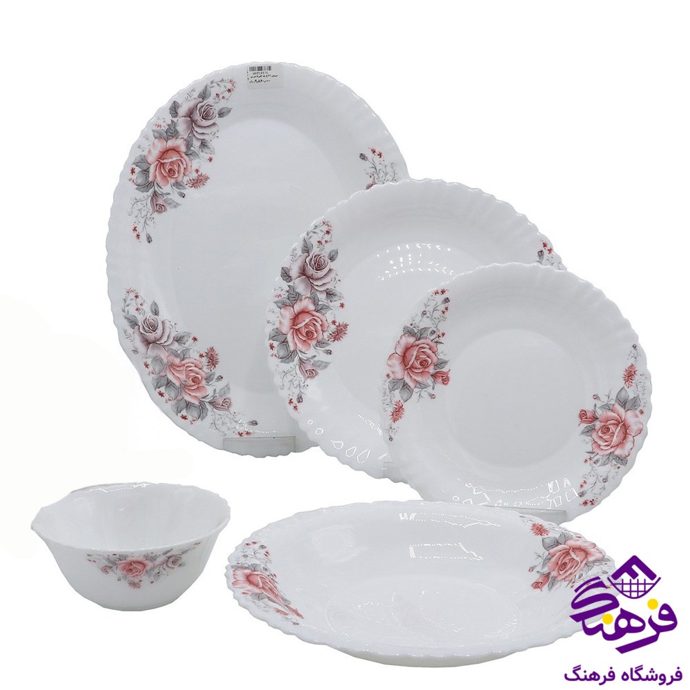 سرویس اپال 26 پارچه (دینو-کوئین) گرد لب طلا