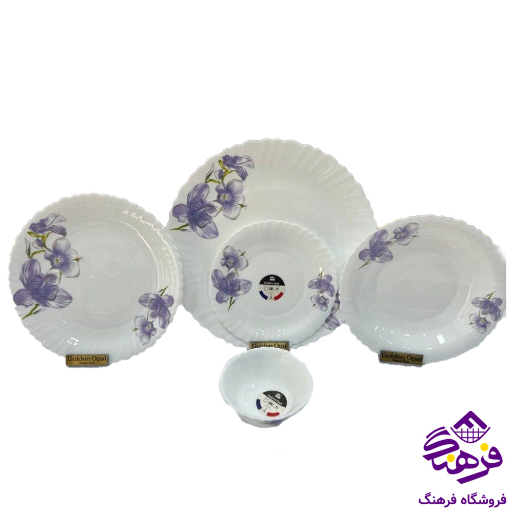 سرویس 25پارچه کنگره ساینا بنفش گلدن اپال