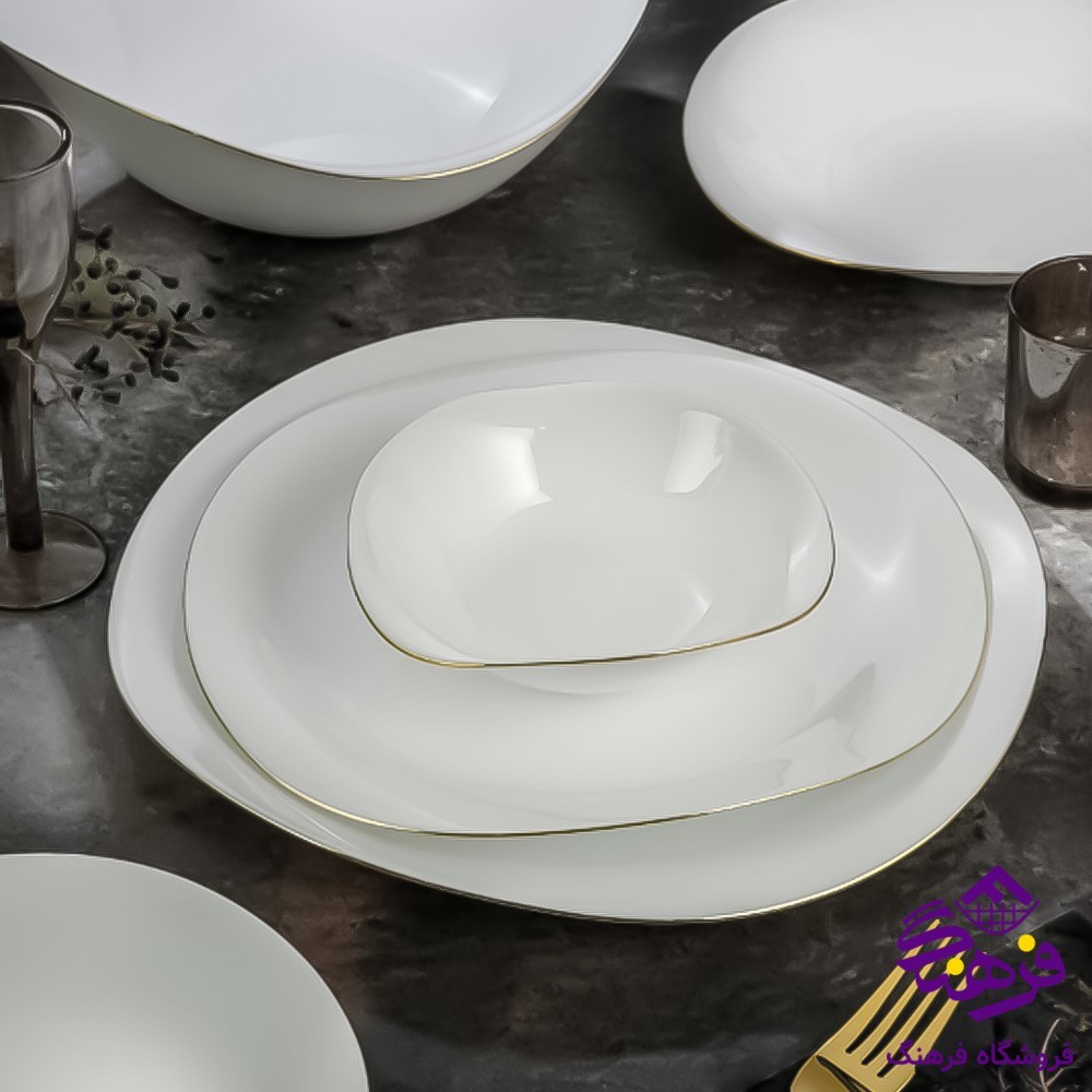 سرویس اپال 26 پارچه (دینو-کوئین) گرد لب طلا