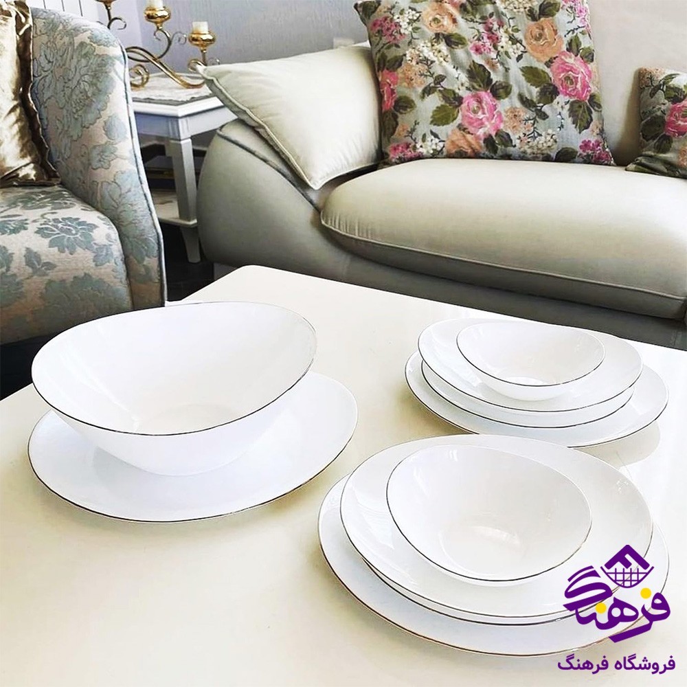 سرویس اپال 26 پارچه (دینو-کوئین) گرد لب طلا