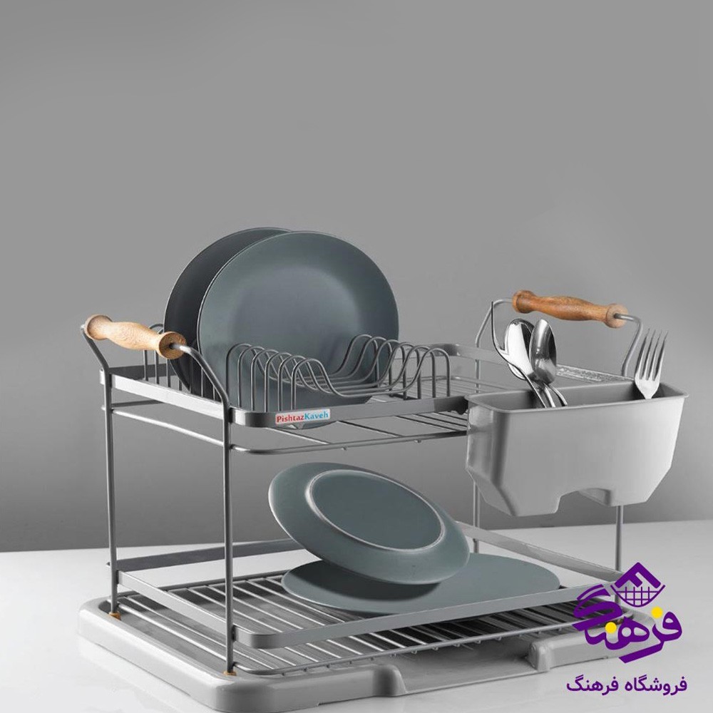 جاظرفی 2طبقه دسته چوبی پیشتاز کاوه مدل روما رنگ طوسی 142