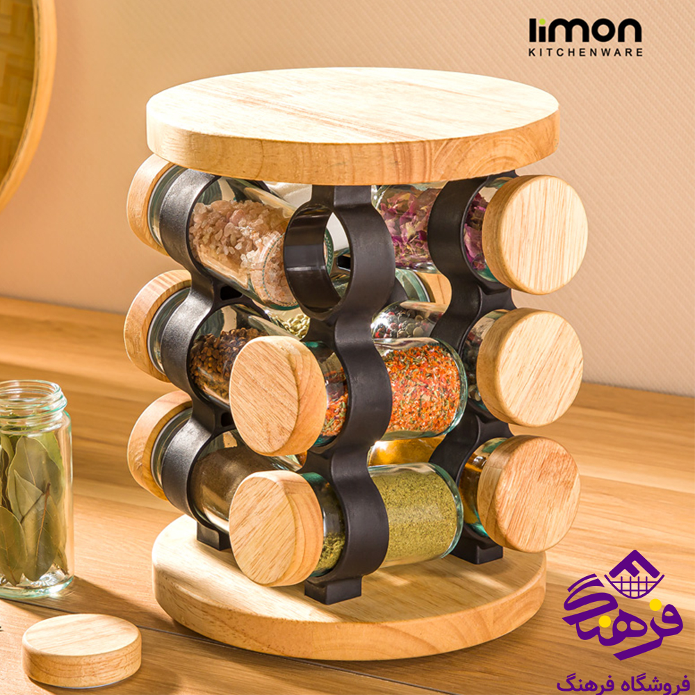 ادویه لیمون گردان درب چوبی (12عددی)