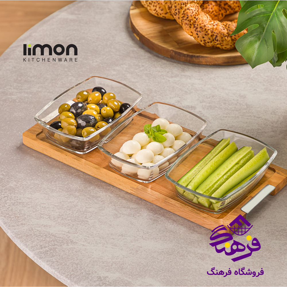 اردو پايه چوبي مستطيل (3عددي) سایز بزرگ  ليمون 