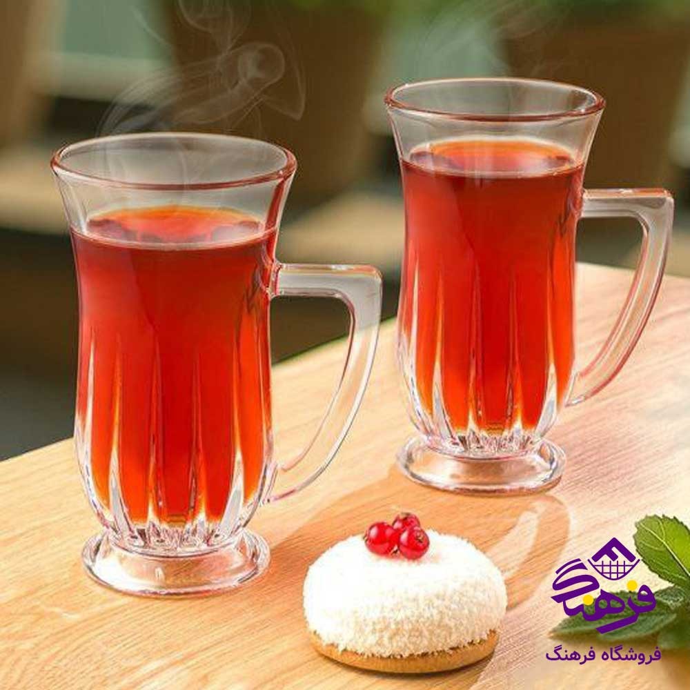 استکان شيشه اي دسته دار ليمون