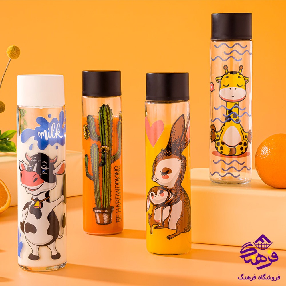 بطری آب استوانه ای بزرگ لیمون