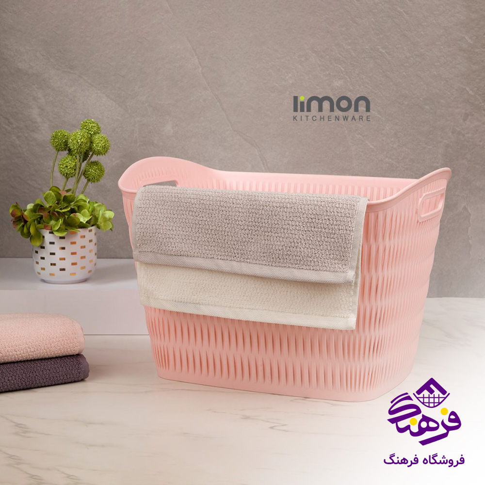 سبد رخت مستطیل طرح بامبو لیمون