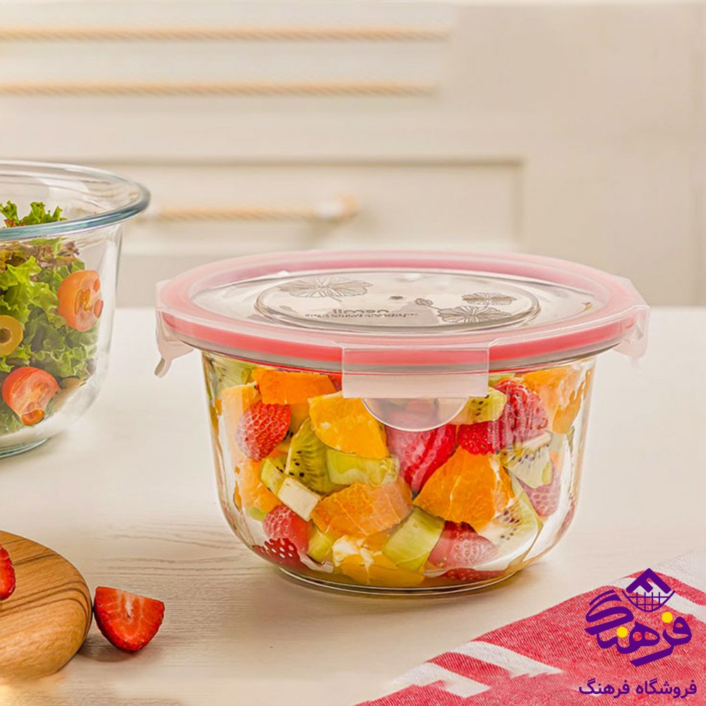 ظرف شیشه ای لیمون 1/2گرد