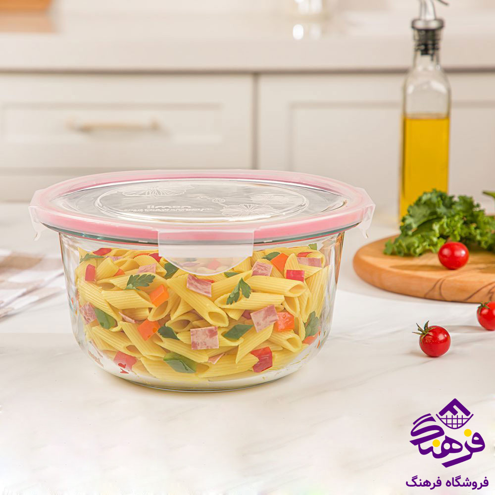 ظرف شیشه ای لیمون دربدار 3گرد