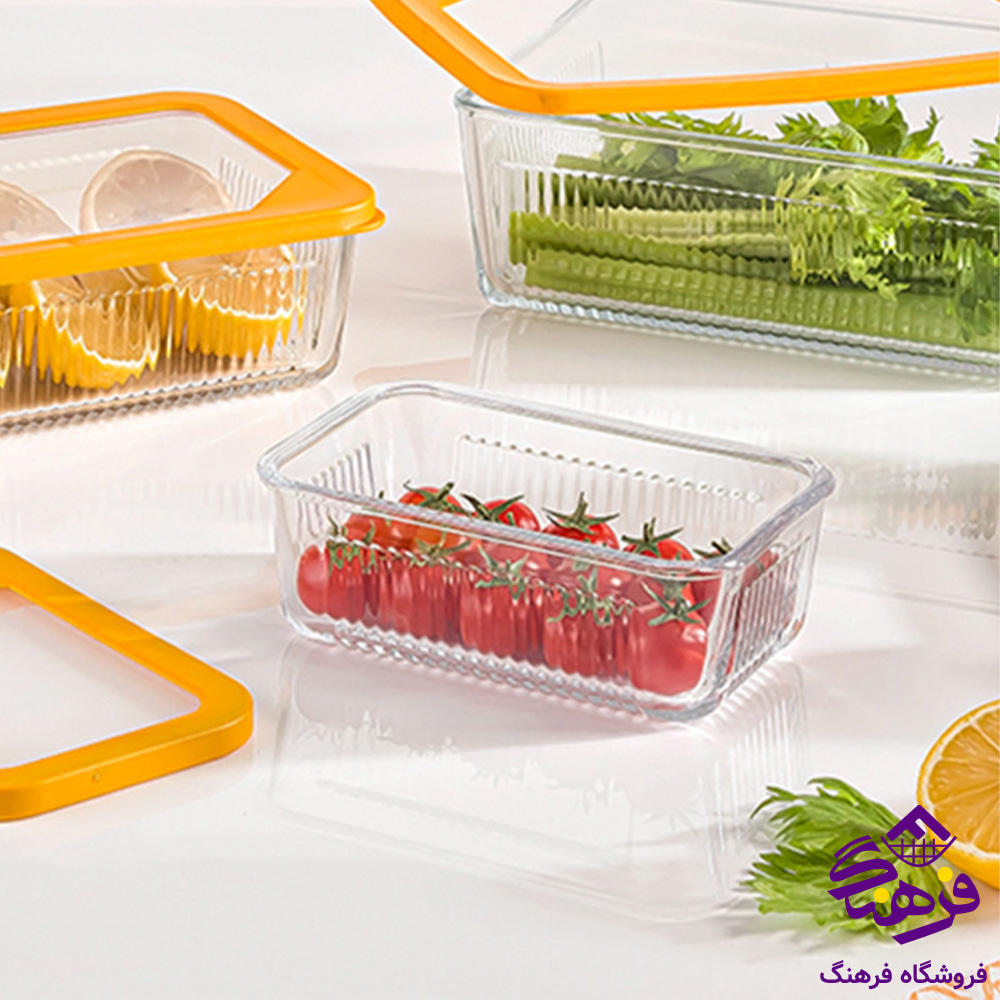 ظرف شیشه ای لیمون شیاردار 450 دربدار