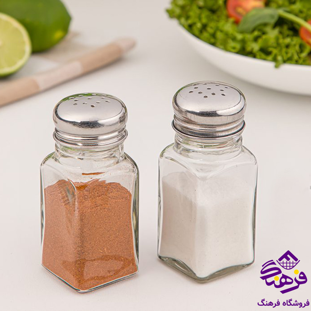 نمک پاش چهارگوش درب استیل 2 عددی لیمون