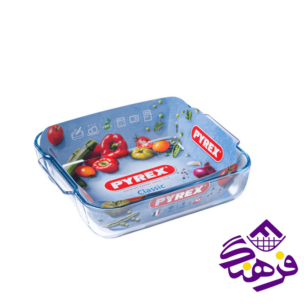 تابه مربع پیرکس فرانسه سایز 21*25 مدل Classic