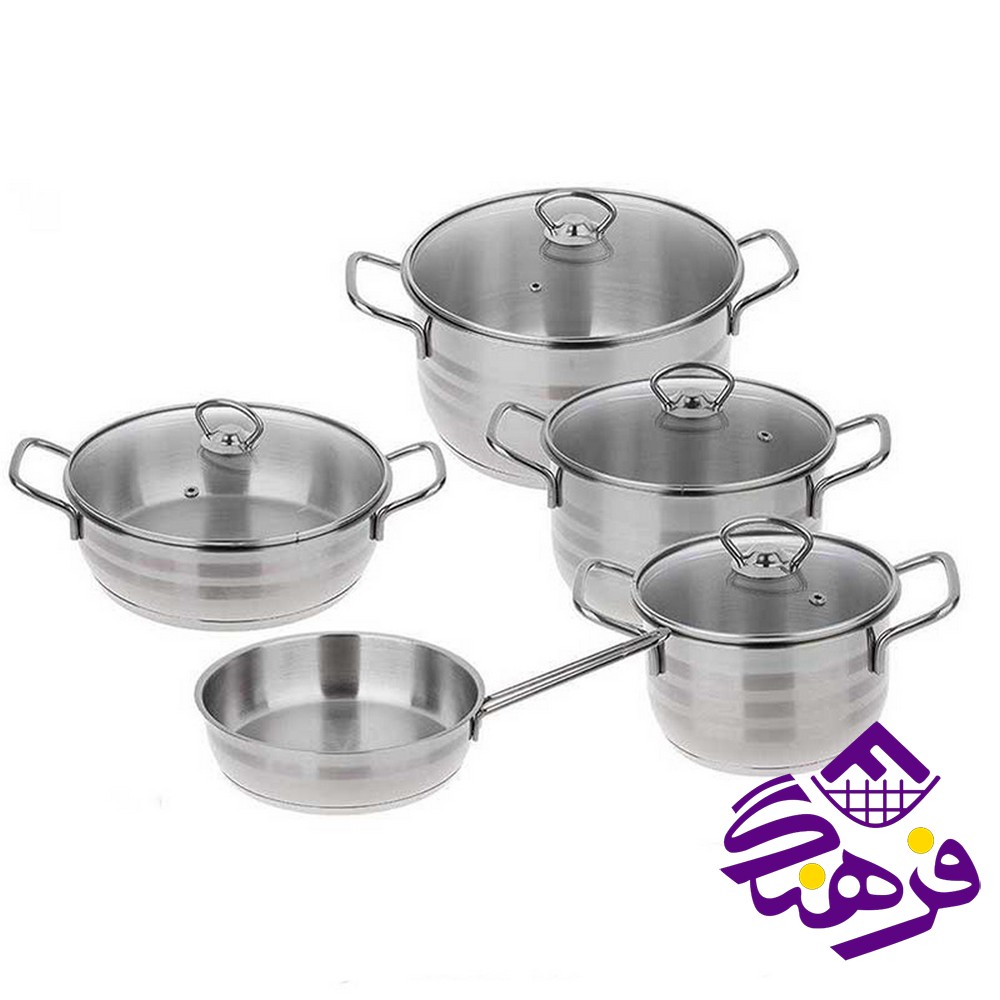 سرویس قابلمه 9 پارچه استیل دستی لوکس - استیل