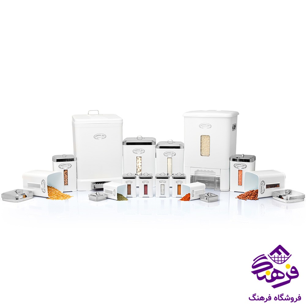سرویس اشپزخانه جنرال 14پارچه سفید درب کروم