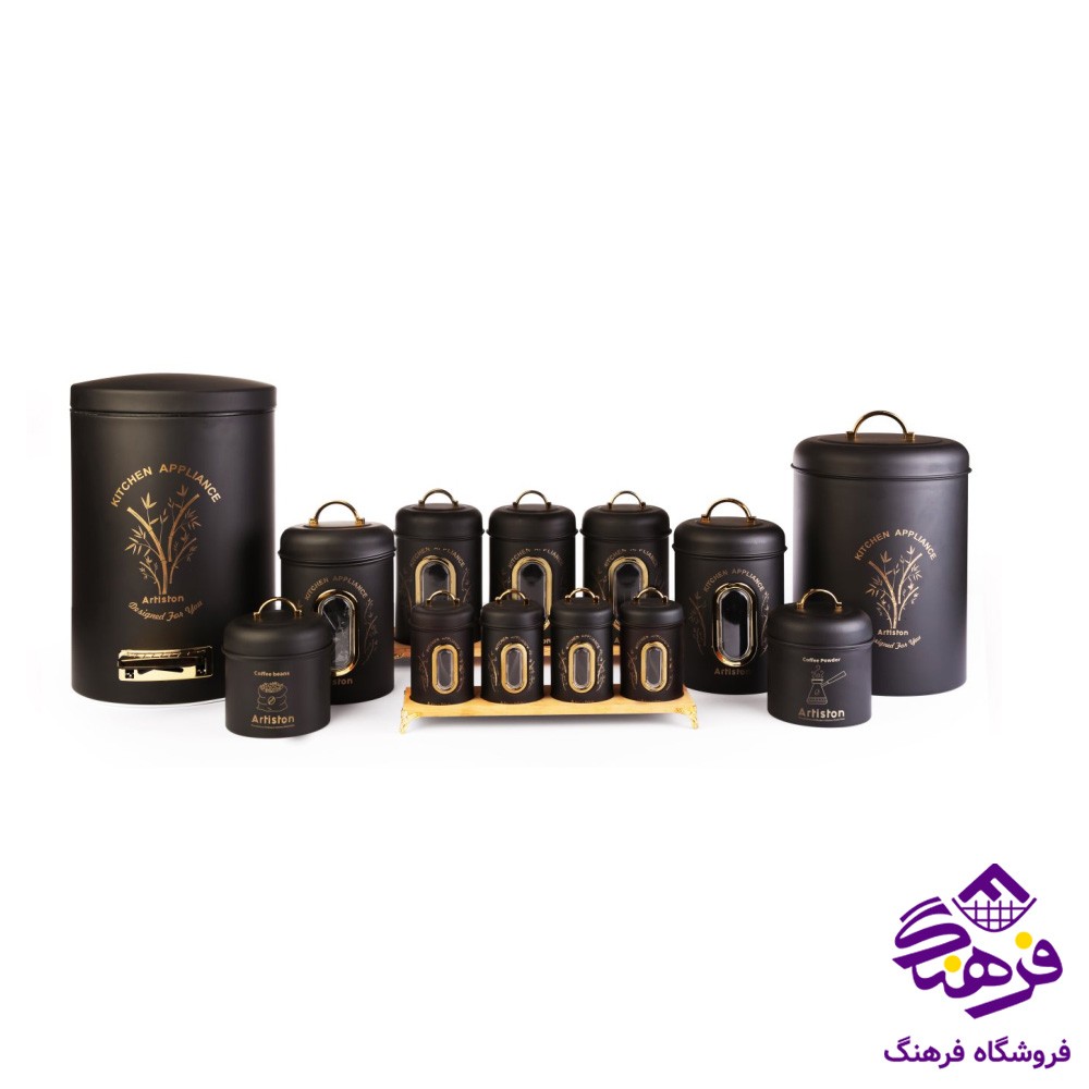 سرویس آشپزخانه 21 پارچه شفاف چهارگوش لیمون - طوسی