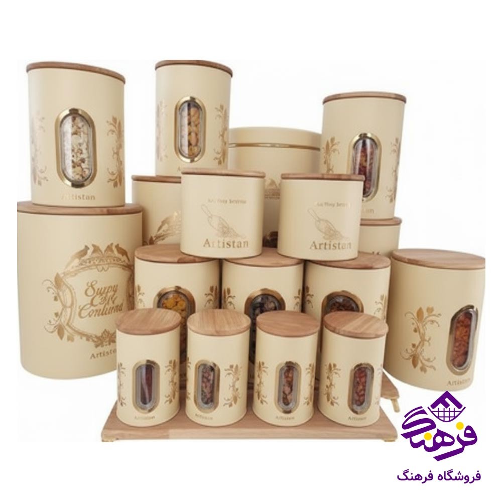 سرويس اشپزخانه 20پارچه ليليوم کرم درب چوبي ارتيستون 20623