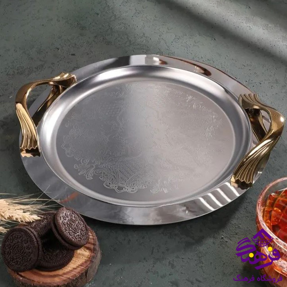 سینی ارتیستون گرد طلایی 14479