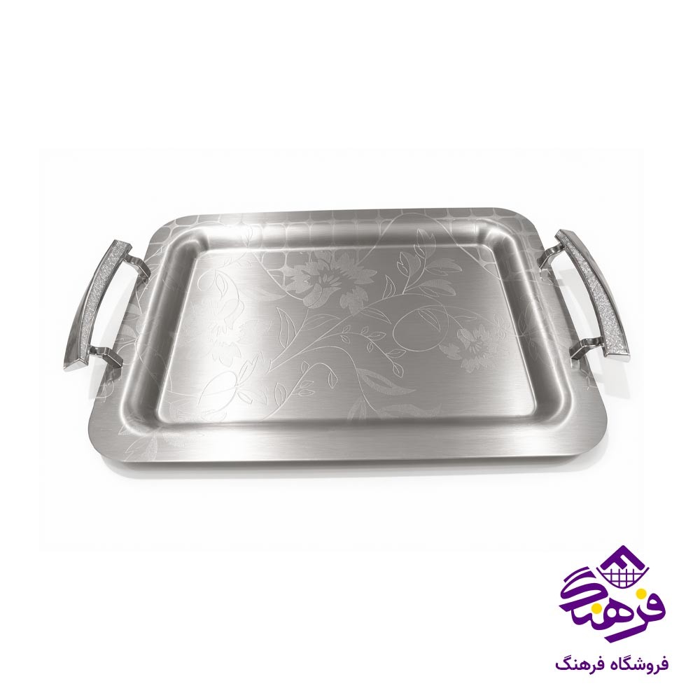 سینی ایینه ای نقره ای KST 8154 (2 عددی)