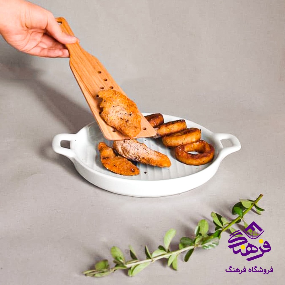 کفگیر برگردان شنگیا شیاردار سیلیکونی مشکی