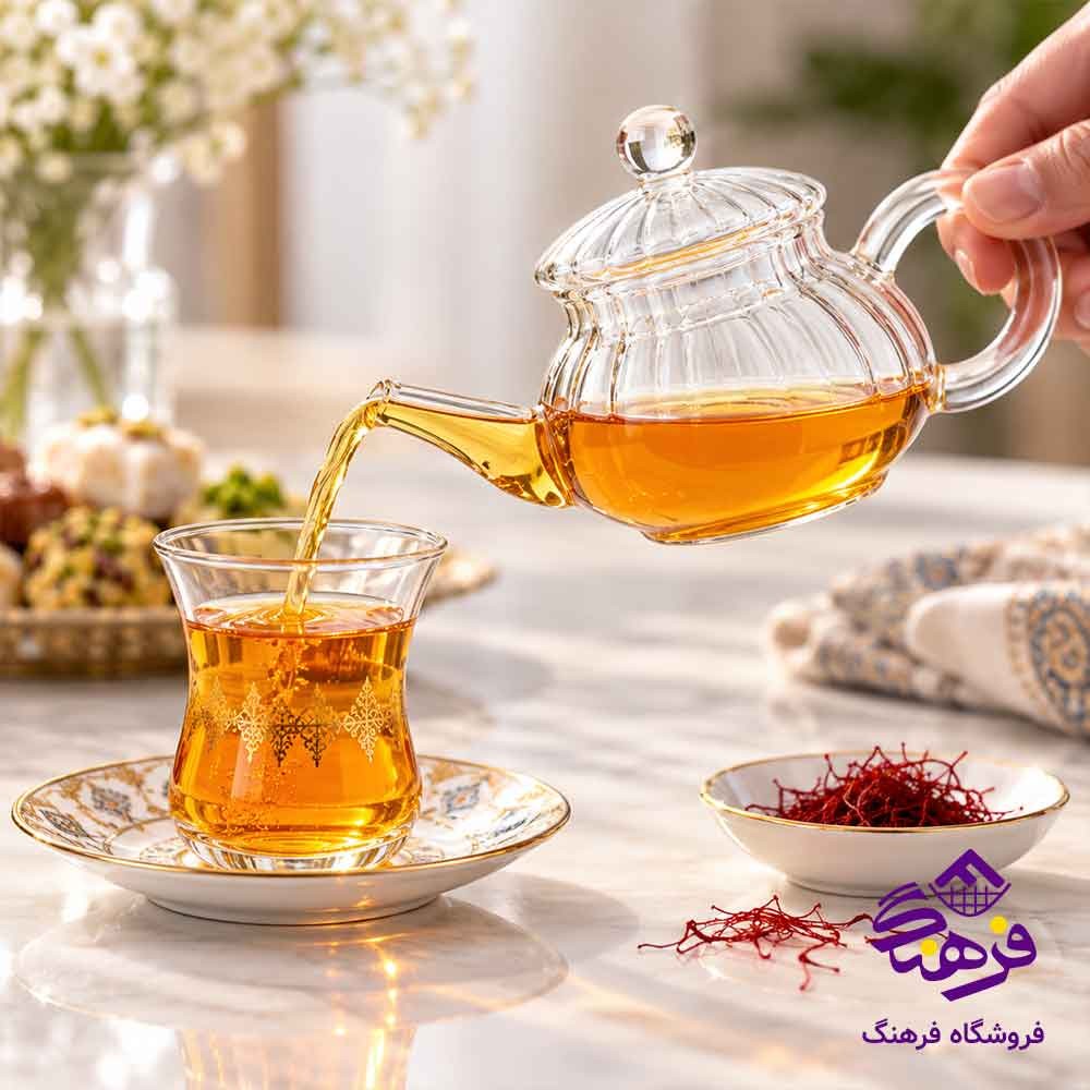 قوری زعفران یونیک درب شیشه ای کد 7933