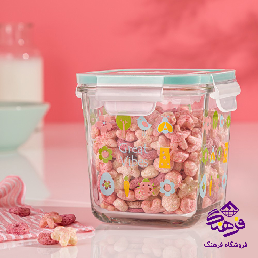 ظرف شیشه ای لیمون 860مربع چاپدار