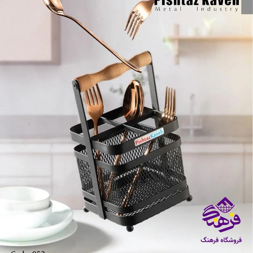 جاقاشق چنگال مربع پیشتاز کاوه مدل صدف مشکی 953