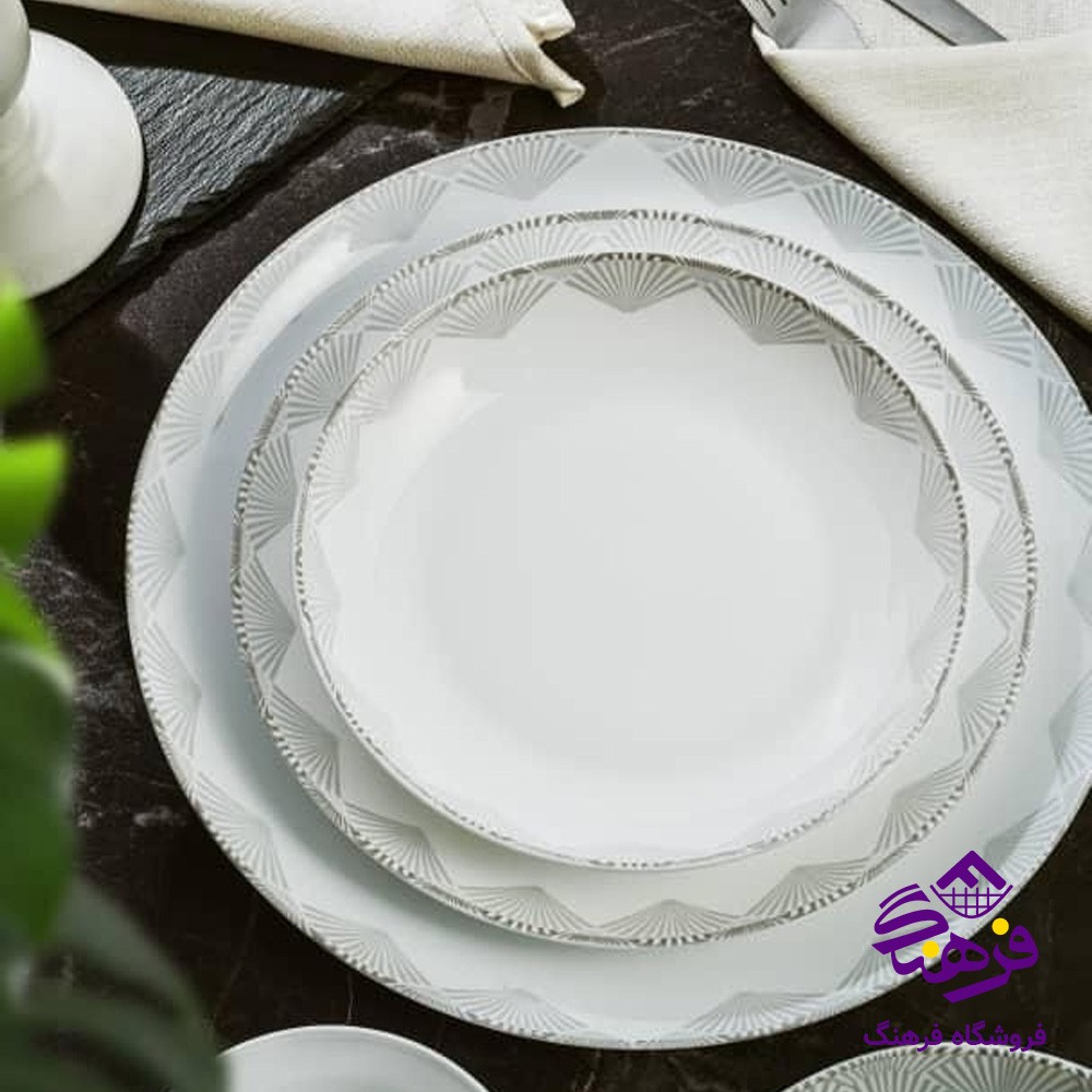 سرویس غذاخوری 26 پارچه گلدن اپال مدل انجل طوسی