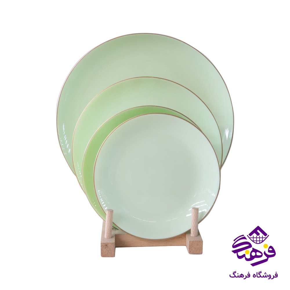سرویس 26پارچه گلدن اپال مدل دیوالی سبز لب طلا نیو