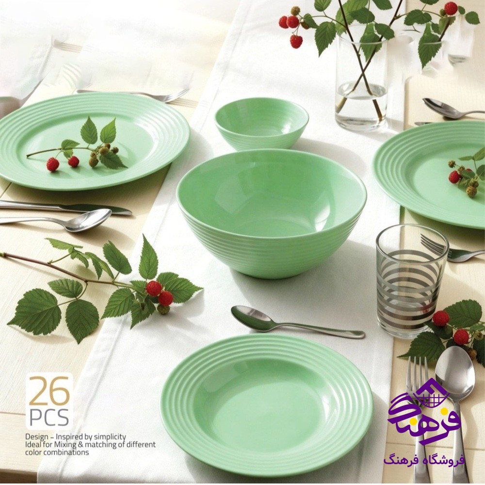 سرویس 26 پارچه گلدن اپال مدل هارنا سبز