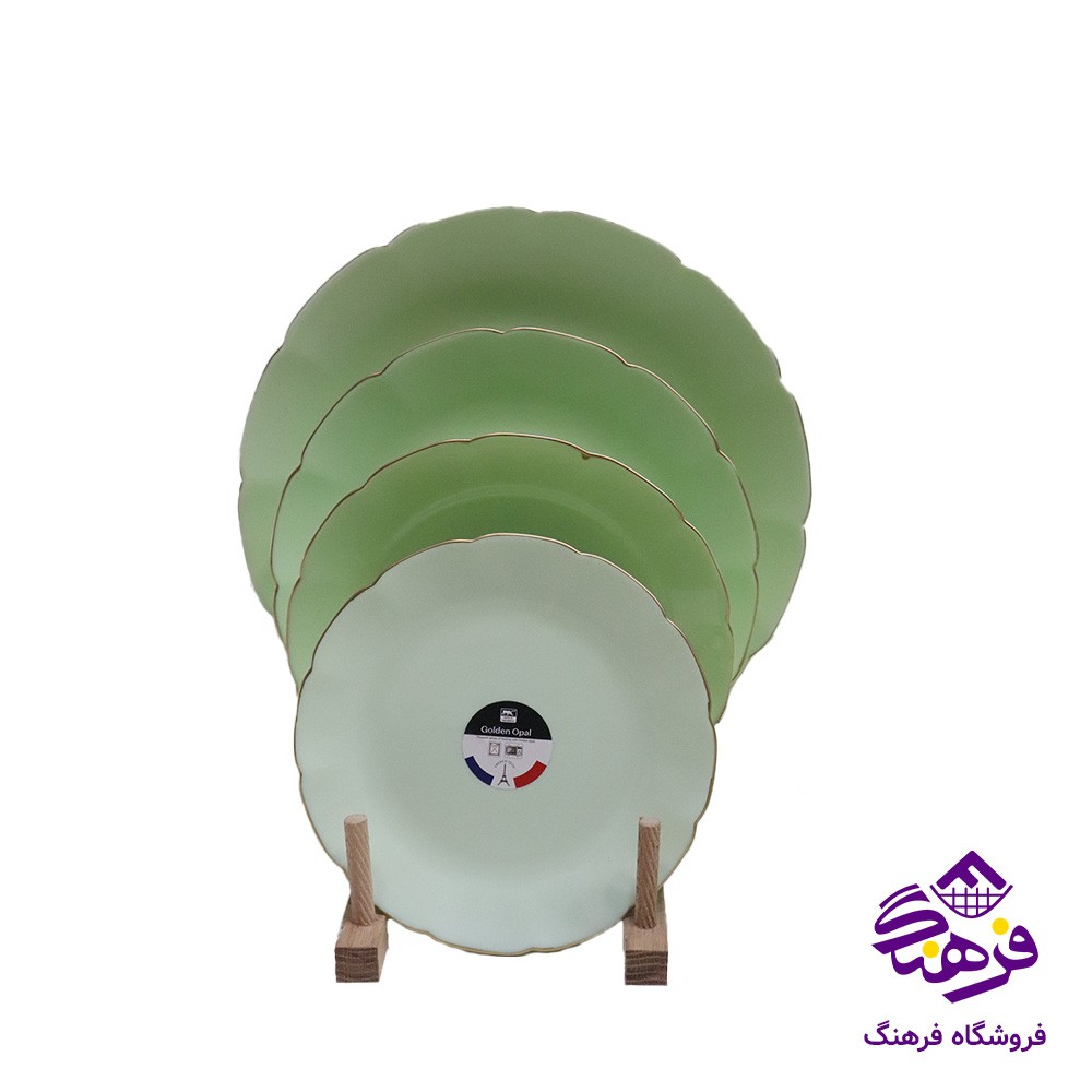 سرويس 26پارچه گلدن اپال مدل فلورينا سبز لب طلا 