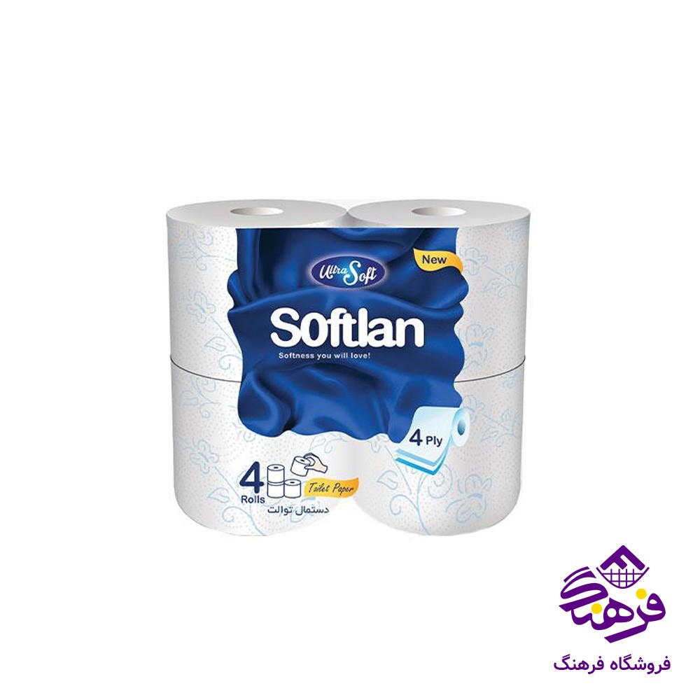 دستمال توالت سافتلن مدل پی تی پی چهار قلو 