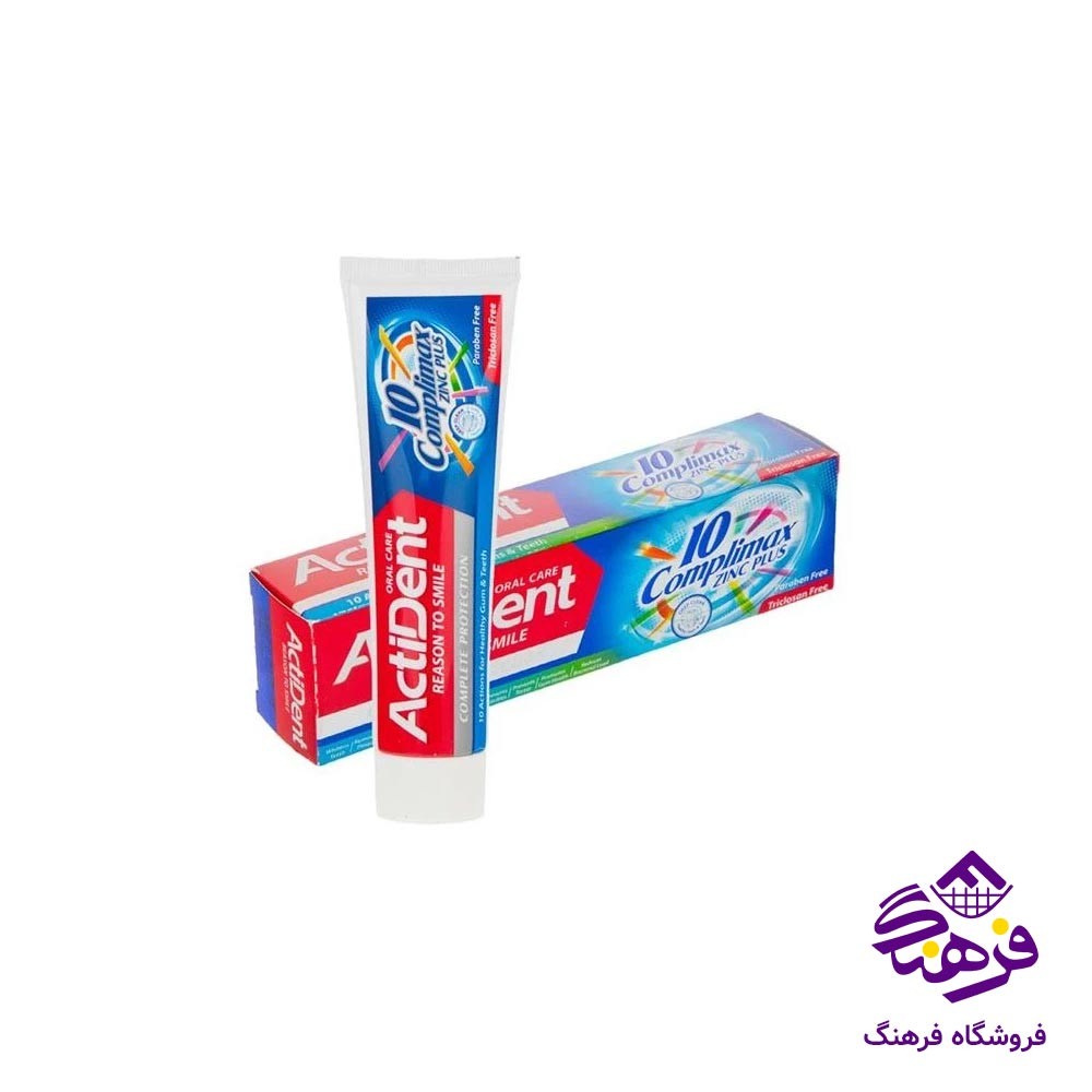 خمیر دندان  اکتیو مدل کامپلیمکس با 10 ویژگی اکتیدنت 130 گرمی