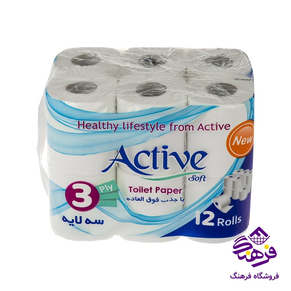 دستمال توالت اکتیو 12عددی