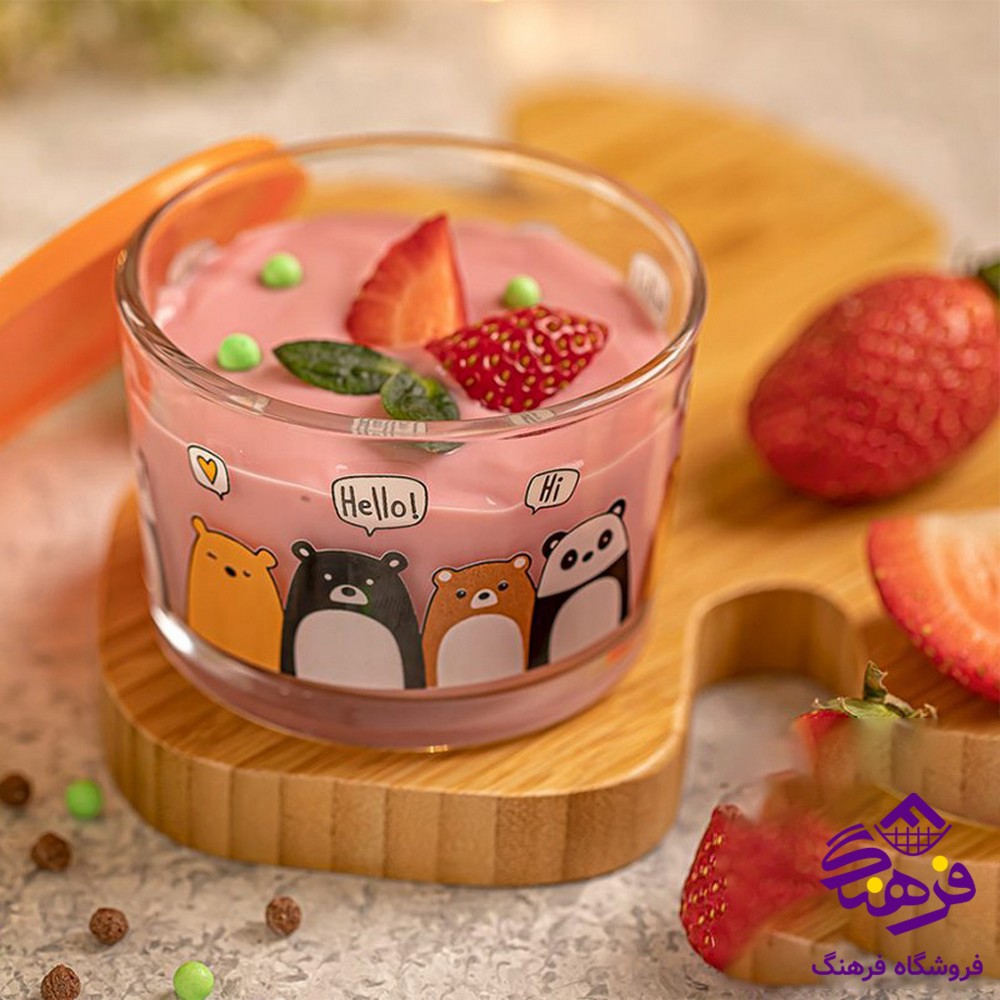 ظرف شیشه ای 190 میلی لیتر چاپ دار لیمون