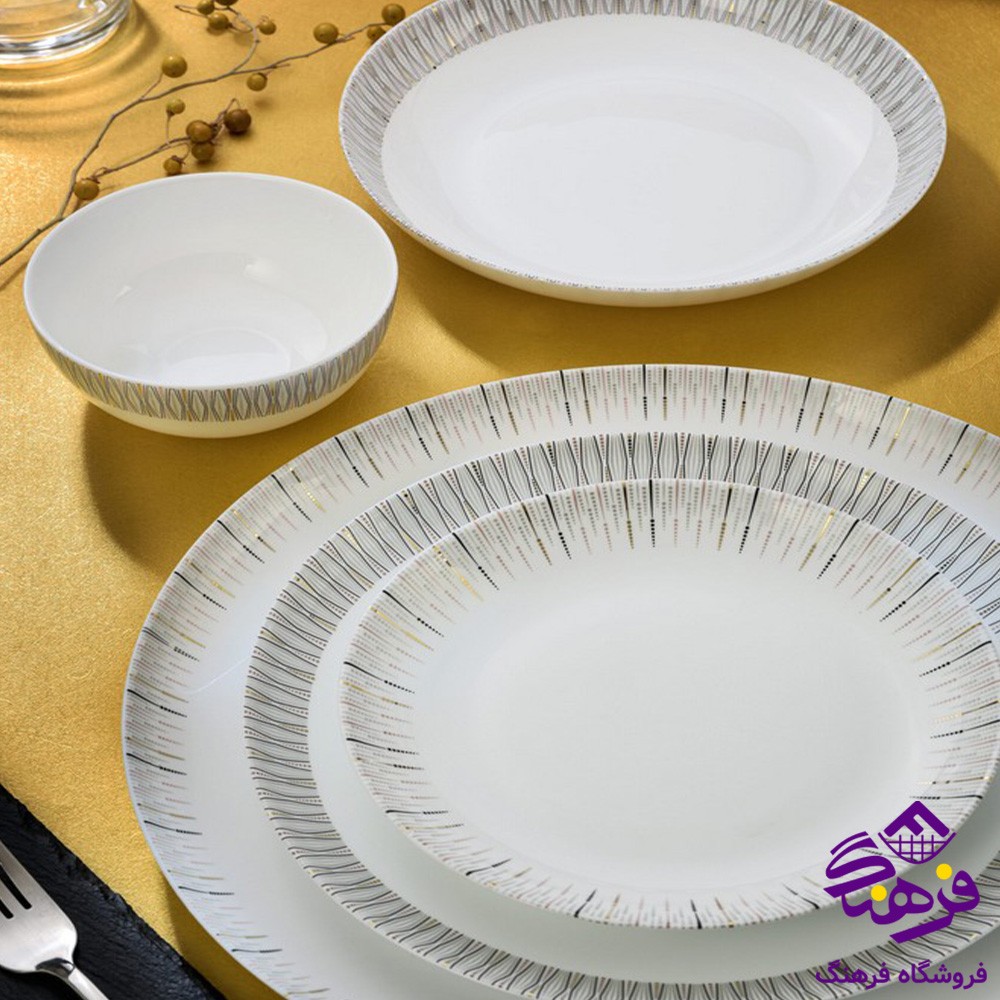 سرویس 26پارچه دیوالی سگمنت طوسی گلدن اپال