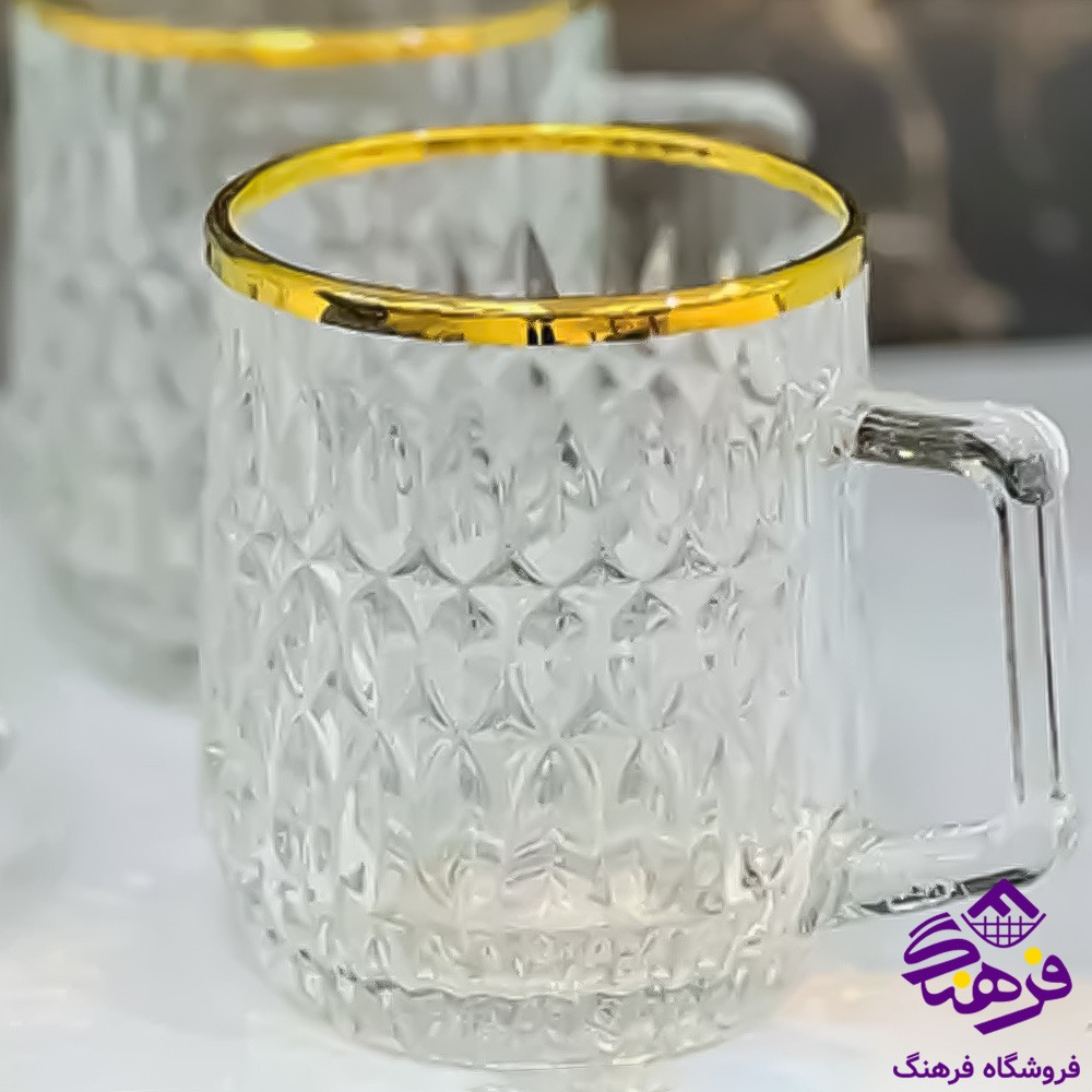 نیم لیوان نانسی دسته دار اصفهان لب طلا 8دک