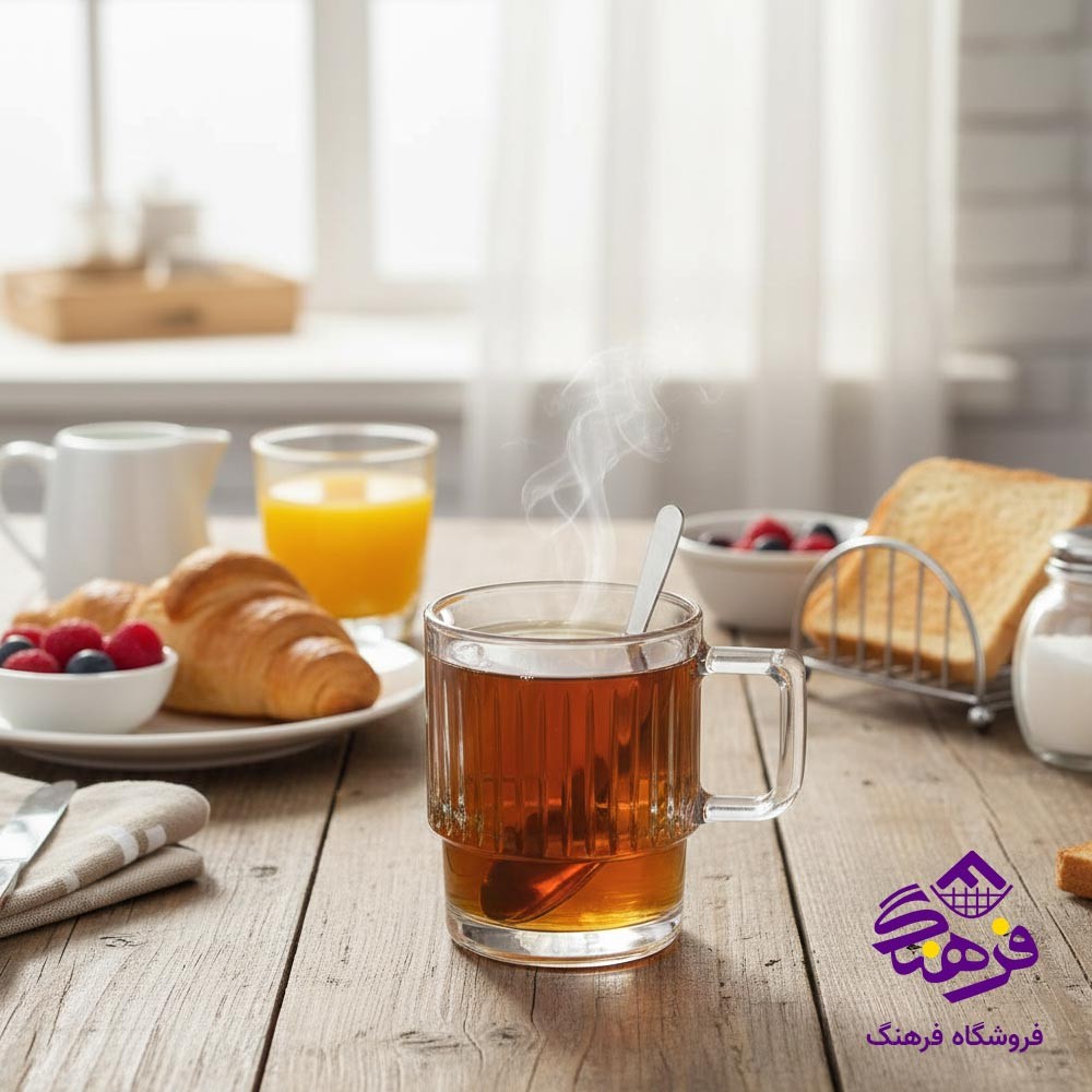 لیوان دسته دار بلور زنگان مدل ماکان 1448 ( 3 عددی )