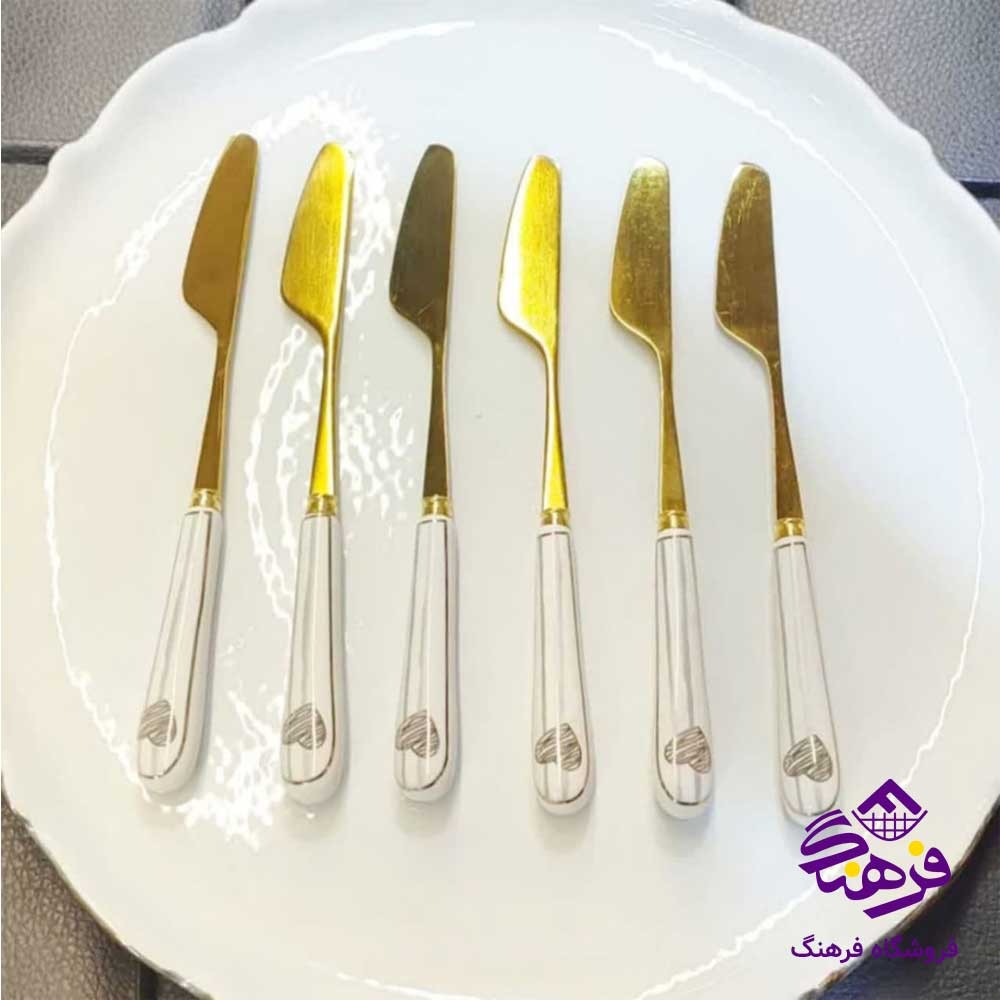 کارد کره دسته سرامیک طلایی 6عددی