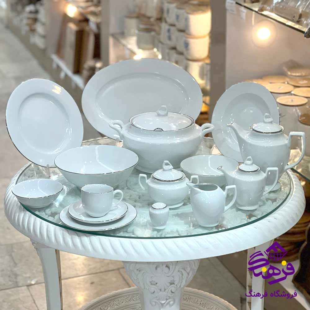 سرويس 100پارچه گرد خط طلا تقديس