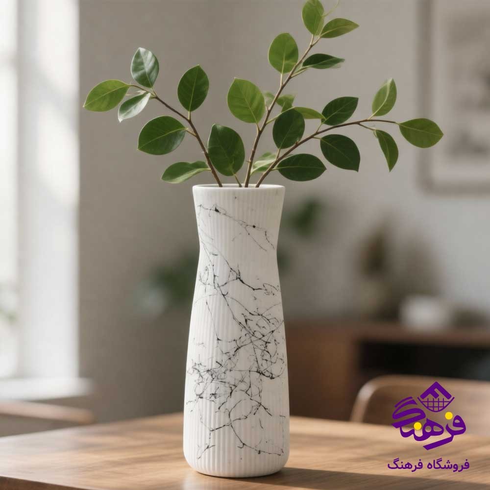 گلدان شیشه ای جام سازان مدل ایلار ماربل 