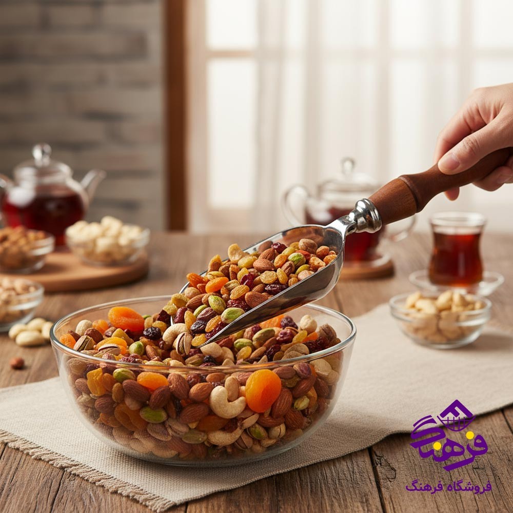 قاشق اجیل دسته چوبی بزرگ 