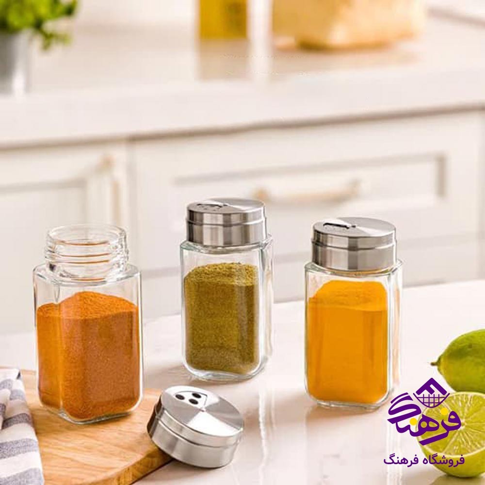 ادویه پاش شيشه ای لیمون مدل درب استيل 220 سی سی 