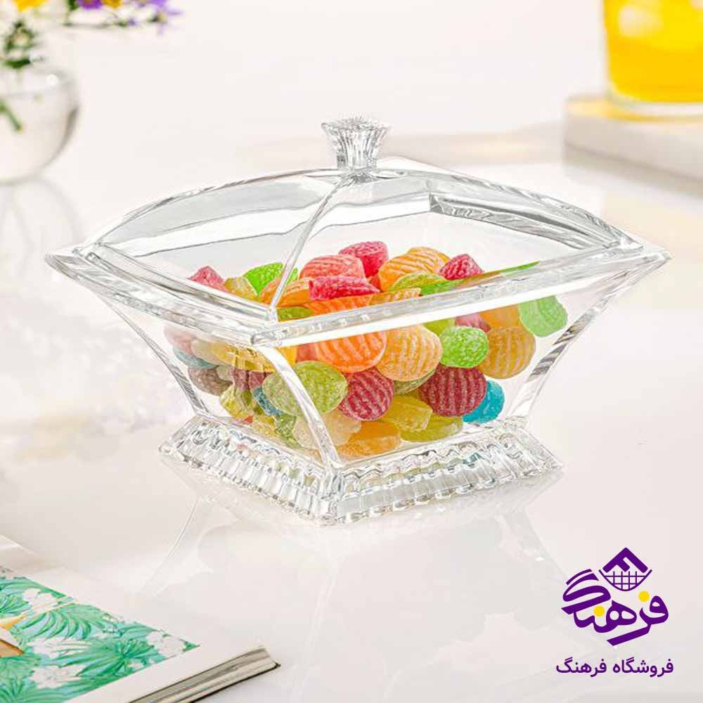 قندان اکروليک لیمون مدل 4 گوش 