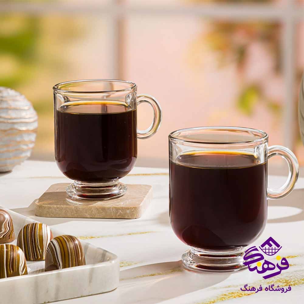 فنجان شيشه ای پایه دار لیمون 220 سی سی (6 عددی)