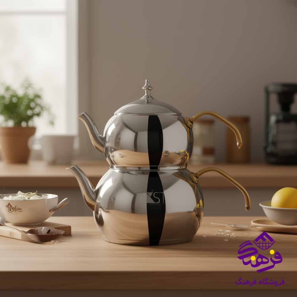 کتری قوری لوله دار دسته استيل KST 2024 S